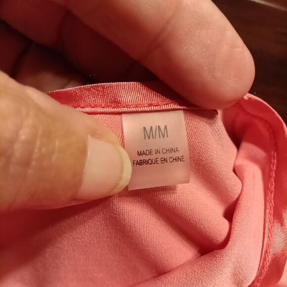 Elie Tahari Women's Medium Peachy Orange Long Sleeve 1/4 Button Blouse - Picture 3 of 7